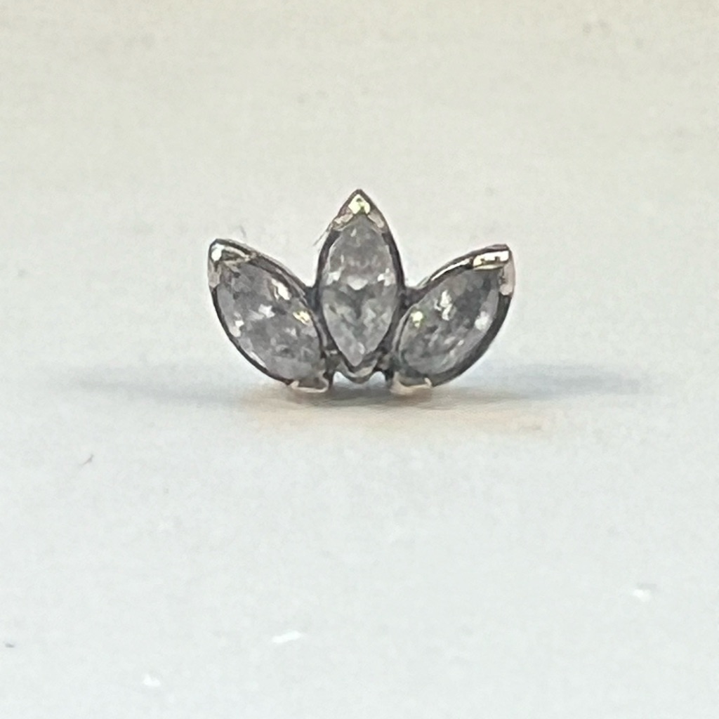 Anatometal Marquise Fan Mini 18k Wg 3 Gem 25g Cz Threadless Push Pin